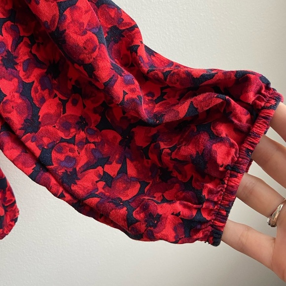 A new day Viscose floral print bright red blouse XXL - Picture 6 of 12